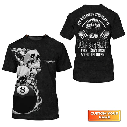 Bowling Custom Name T Shirt, Black Skull Bowling Top Secret Personalized T-Shirt For Men, Perfect Gift For Bowling Lovers, Bowlers, Team, Friend - Amzanimalsgift