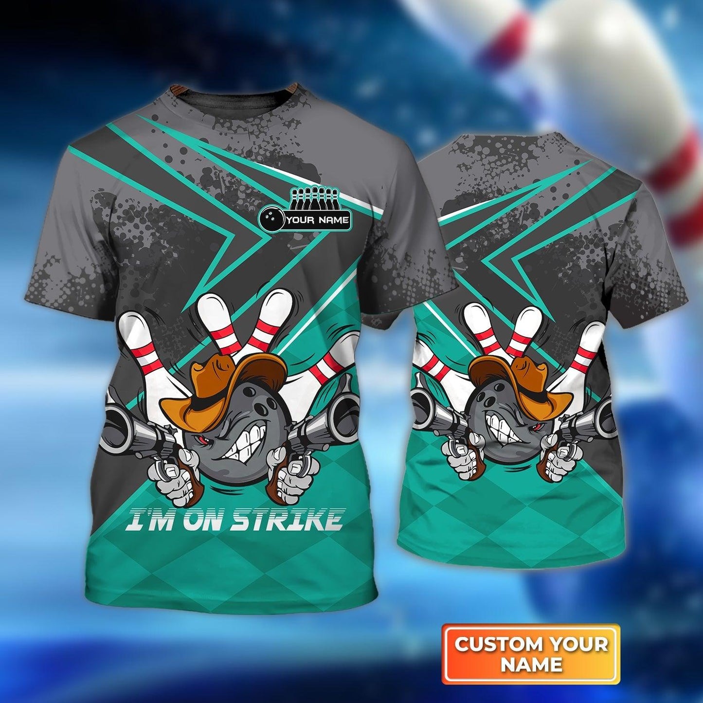 Bowling Custom Name T Shirt, Bowling I'm On Strike Personalized T-Shirt For Men, Perfect Gift For Bowling Lovers, Bowlers, Team, Friend - Amzanimalsgift