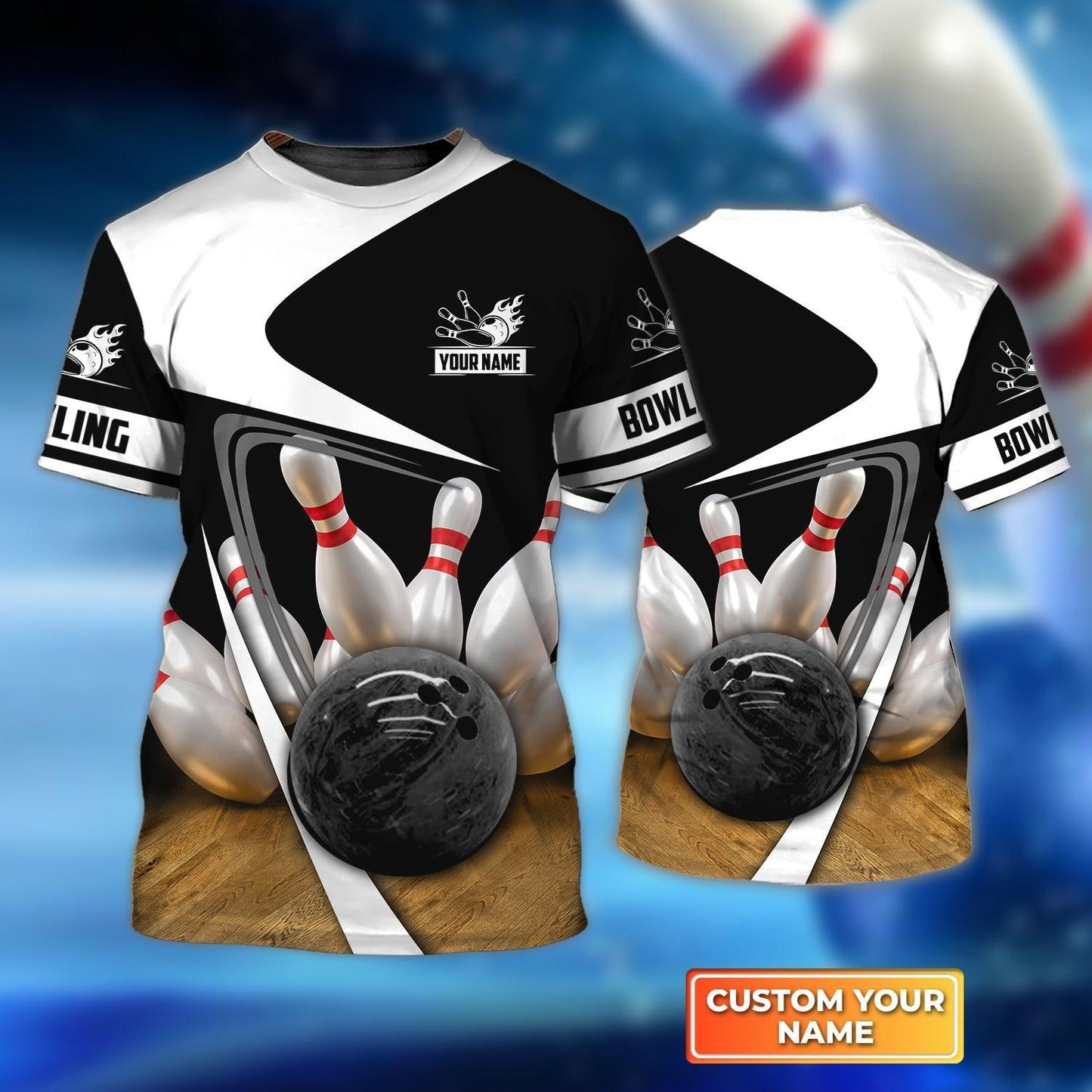 Bowling Custom Name T Shirt, Ten Strike Classic Bowling Personalized T-Shirt For Men, Perfect Gift For Bowling Lovers, Bowlers, Team, Friend - Amzanimalsgift