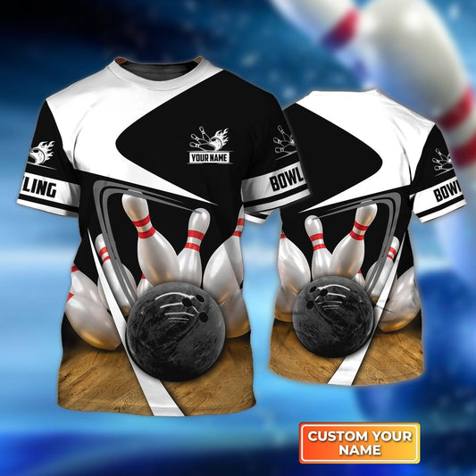 Bowling Custom Name T Shirt, Ten Strike Classic Bowling Personalized T-Shirt For Men, Perfect Gift For Bowling Lovers, Bowlers, Team, Friend - Amzanimalsgift