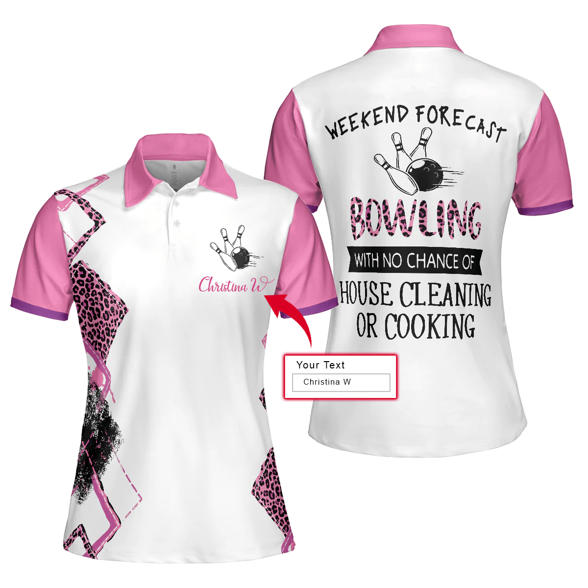 Bowling Custom Name Women Polo Shirt, Bowling With No Chance Of House Cleaning Or Cooking Personalized Women Polo Shirts, Gift For Ladies, Bowlers - Amzanimalsgift