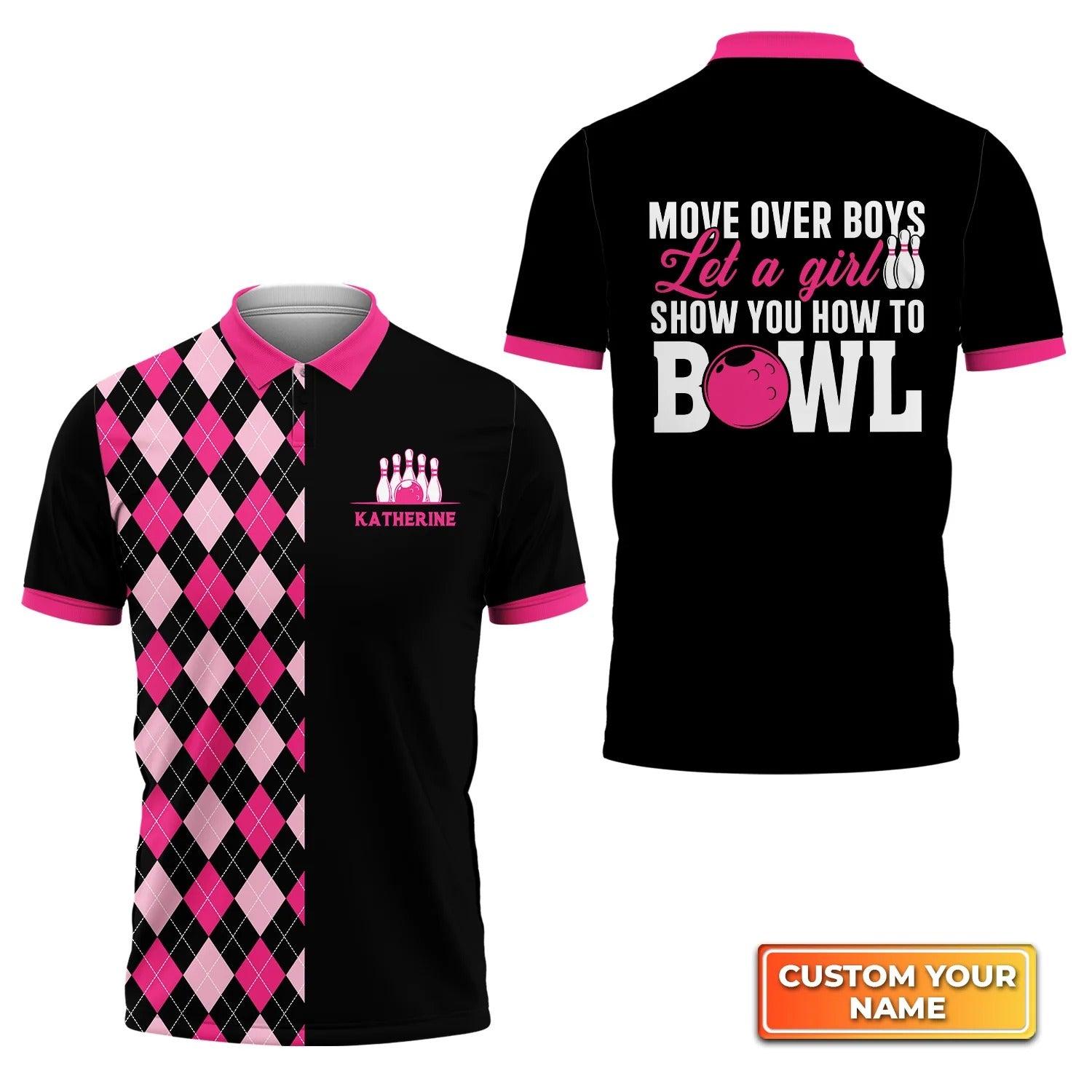 Bowling Custom Women Polo Shirt - Custom Name Let A Girl Personalized Bowling Polo Shirt - Gift For Friend, Family, Bowling Lovers - Amzanimalsgift