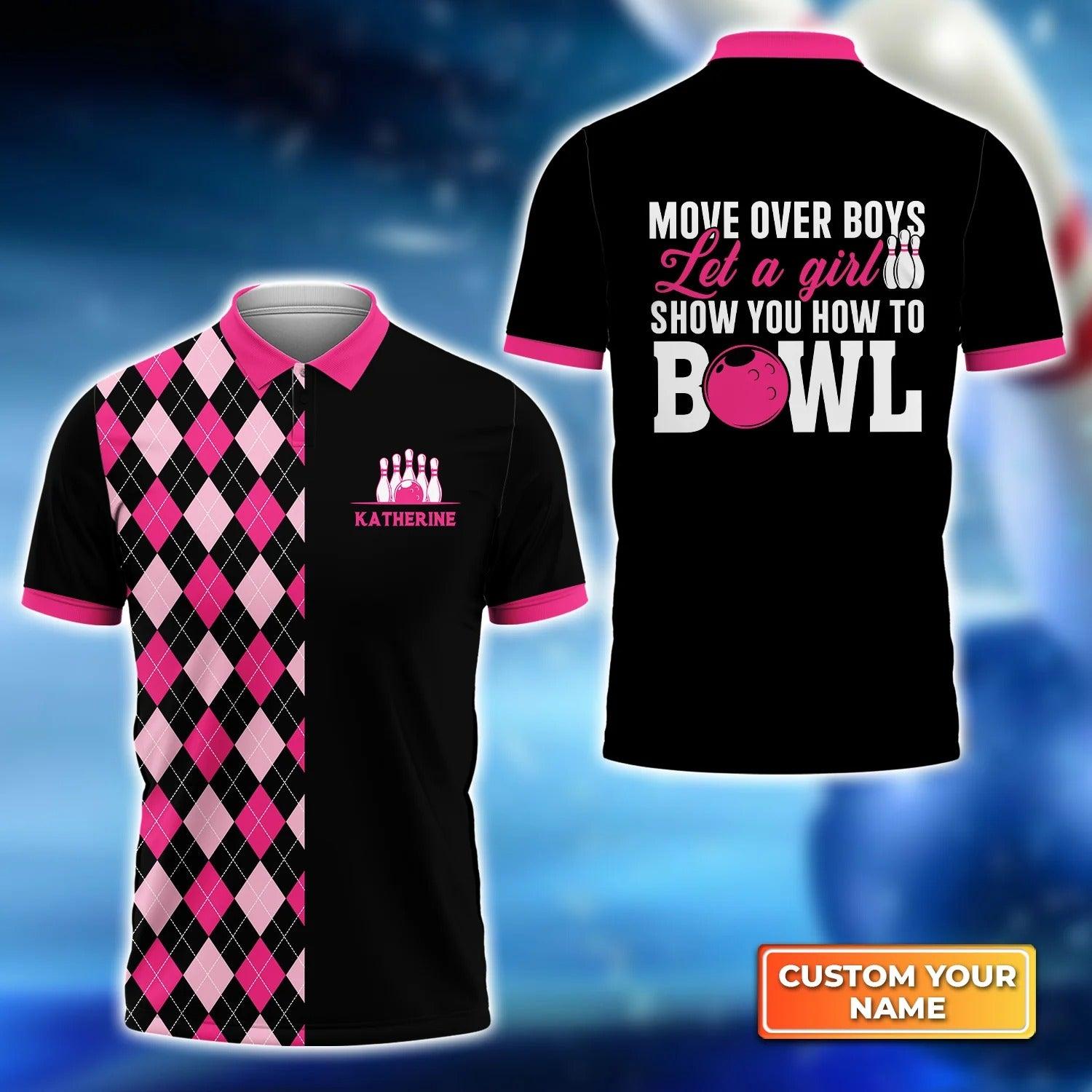 Bowling Custom Women Polo Shirt - Custom Name Let A Girl Personalized Bowling Polo Shirt - Gift For Friend, Family, Bowling Lovers - Amzanimalsgift