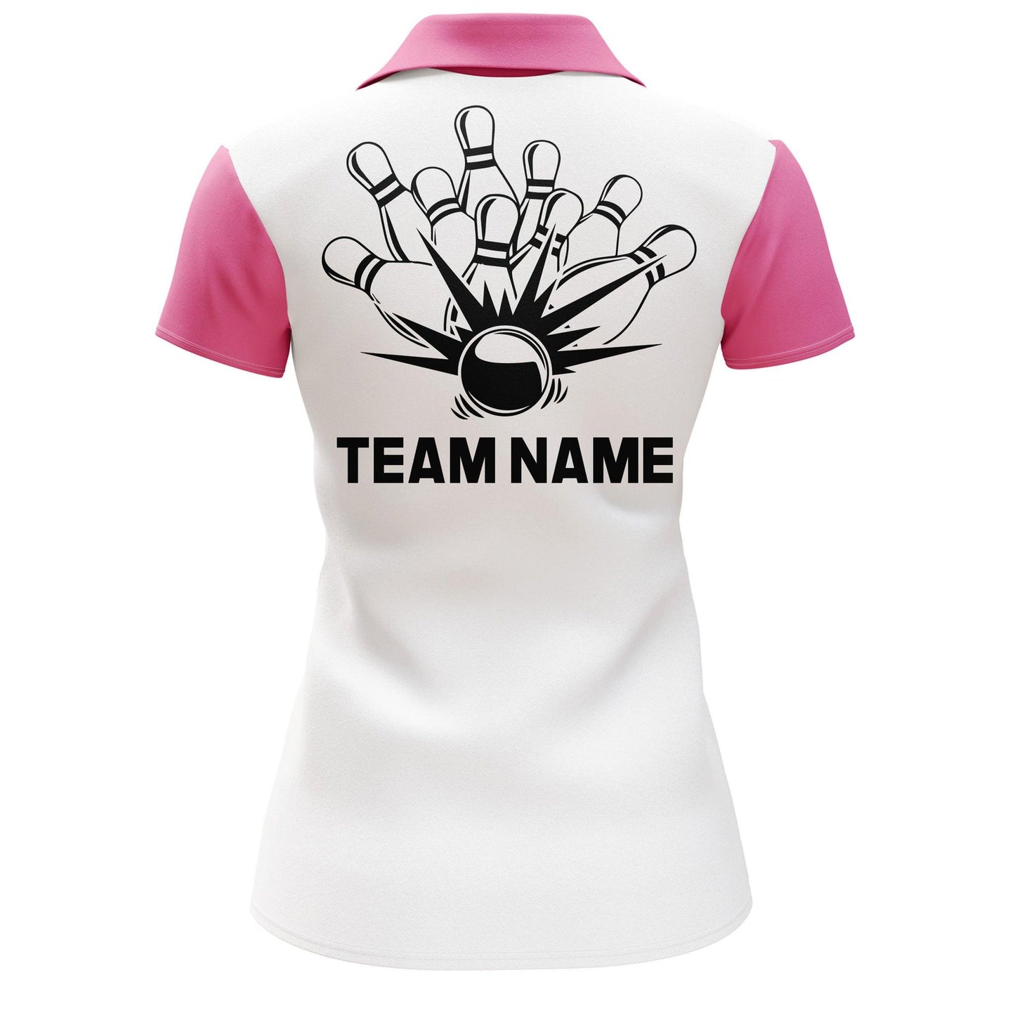 Bowling Custom Women Polo Shirt - Custom Name Pink Leopard Bowling Personalized Bowling Polo Shirt - Gift For Friend, Family, Bowling Lovers - Amzanimalsgift