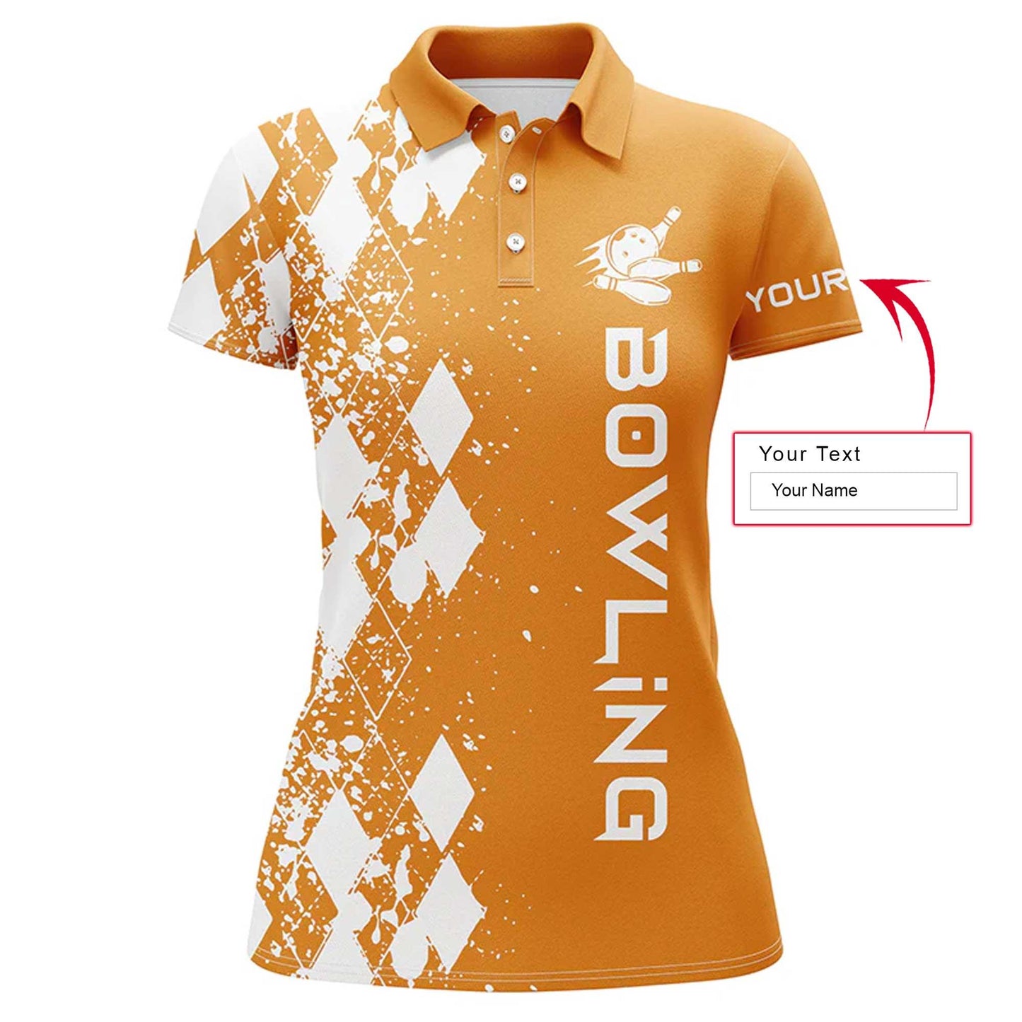 Bowling Custom Women Polo Shirt - Custom Name Polo Shirt, Argyle Pattern Personalized Bowling Polo Shirt- Gift For Friend, Family, Bowling Lovers - Amzanimalsgift