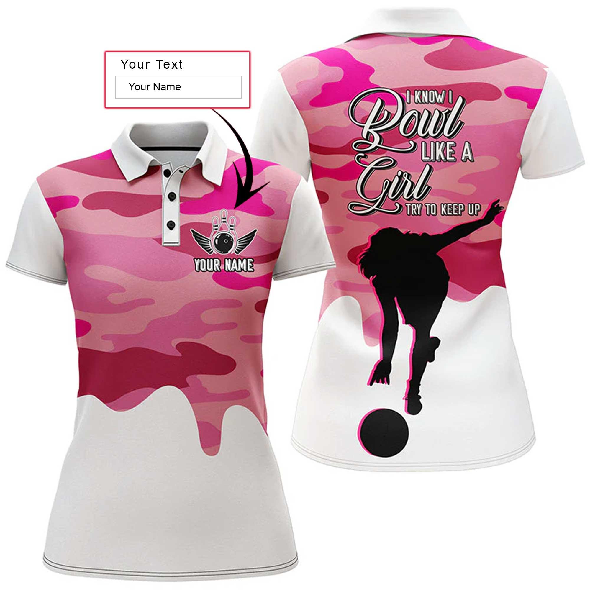 Bowling Custom Women Polo Shirt - Custom Name Polo Shirt, Bowling Girl Personalized Bowling Polo Shirt - Gift For Friend, Family, Bowling Lovers - Amzanimalsgift