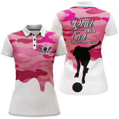 Bowling Custom Women Polo Shirt - Custom Name Polo Shirt, Bowling Girl Personalized Bowling Polo Shirt - Gift For Friend, Family, Bowling Lovers - Amzanimalsgift