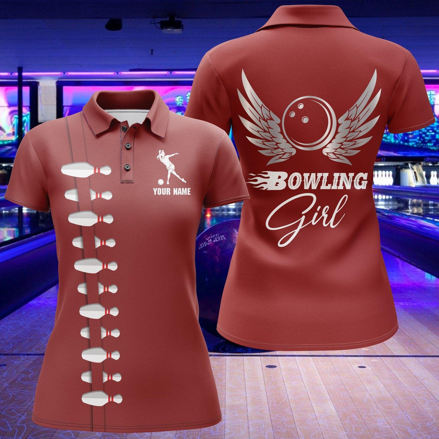 Bowling Custom Women Polo Shirt - Custom Name Polo Shirt, Bowling Girl Personalized Bowling Polo Shirt - Gift For Friend, Family, Bowling Lovers - Amzanimalsgift