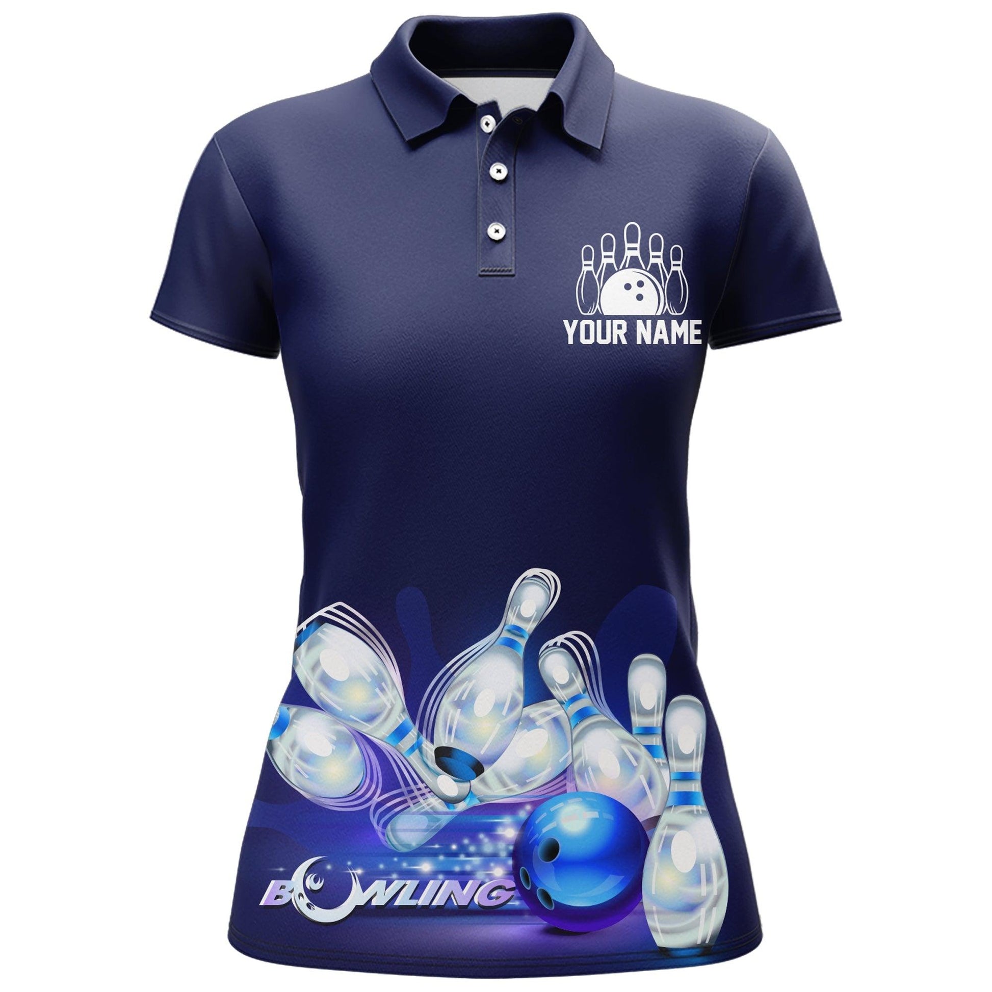 Bowling Custom Women Polo Shirt - Custom Name Polo Shirt, Don't Worry Bowl Happy Personalized Bowling Polo Shirt - Gift For Friend, Family, Bowling Lovers - Amzanimalsgift