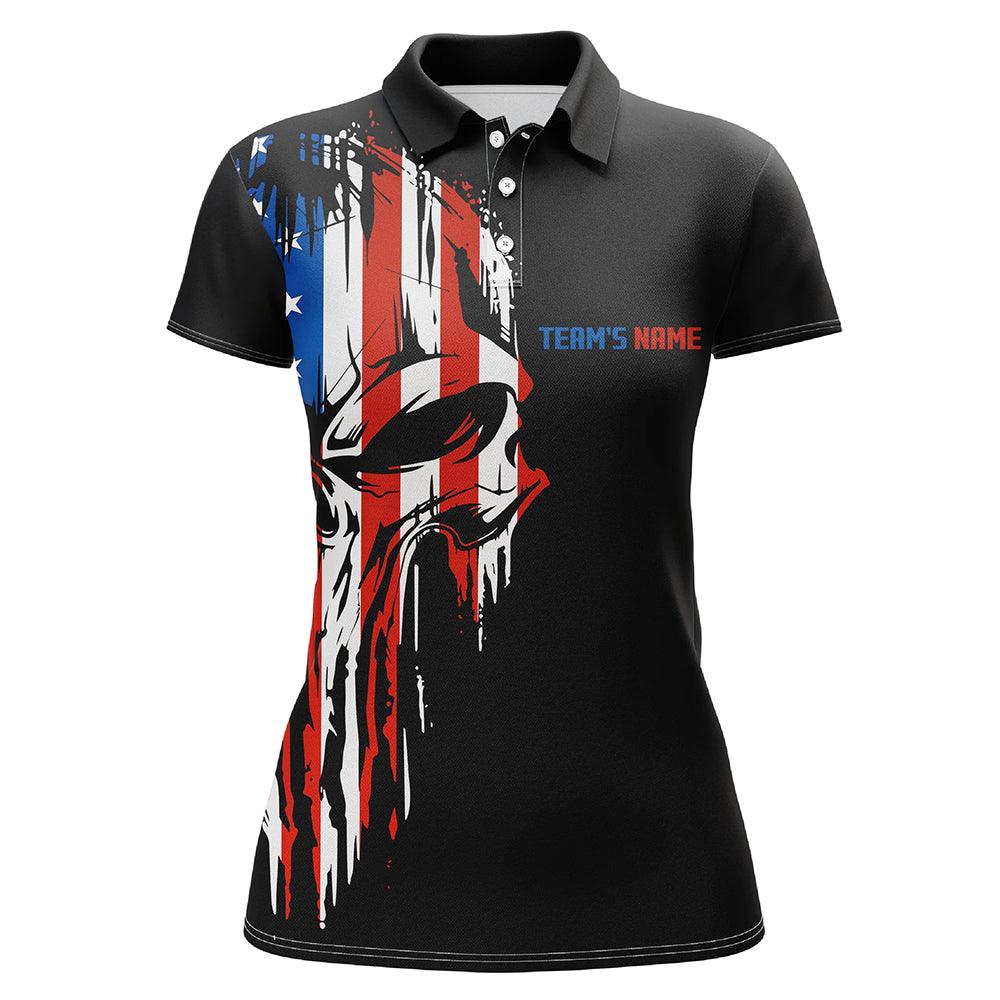 Bowling Custom Women Polo Shirt - Custom Name Skull Bowling Personalized Bowling Polo Shirt - Gift For Friend, Family, Bowling Lovers - Amzanimalsgift