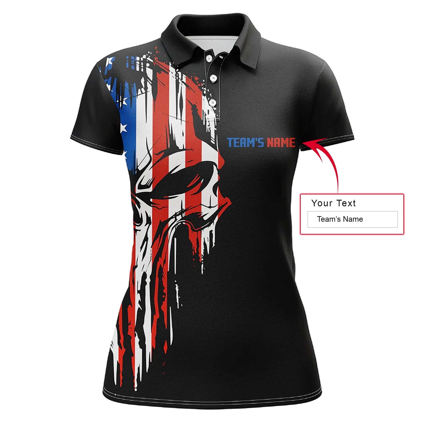 Bowling Custom Women Polo Shirt - Custom Name Skull Bowling Personalized Bowling Polo Shirt - Gift For Friend, Family, Bowling Lovers - Amzanimalsgift