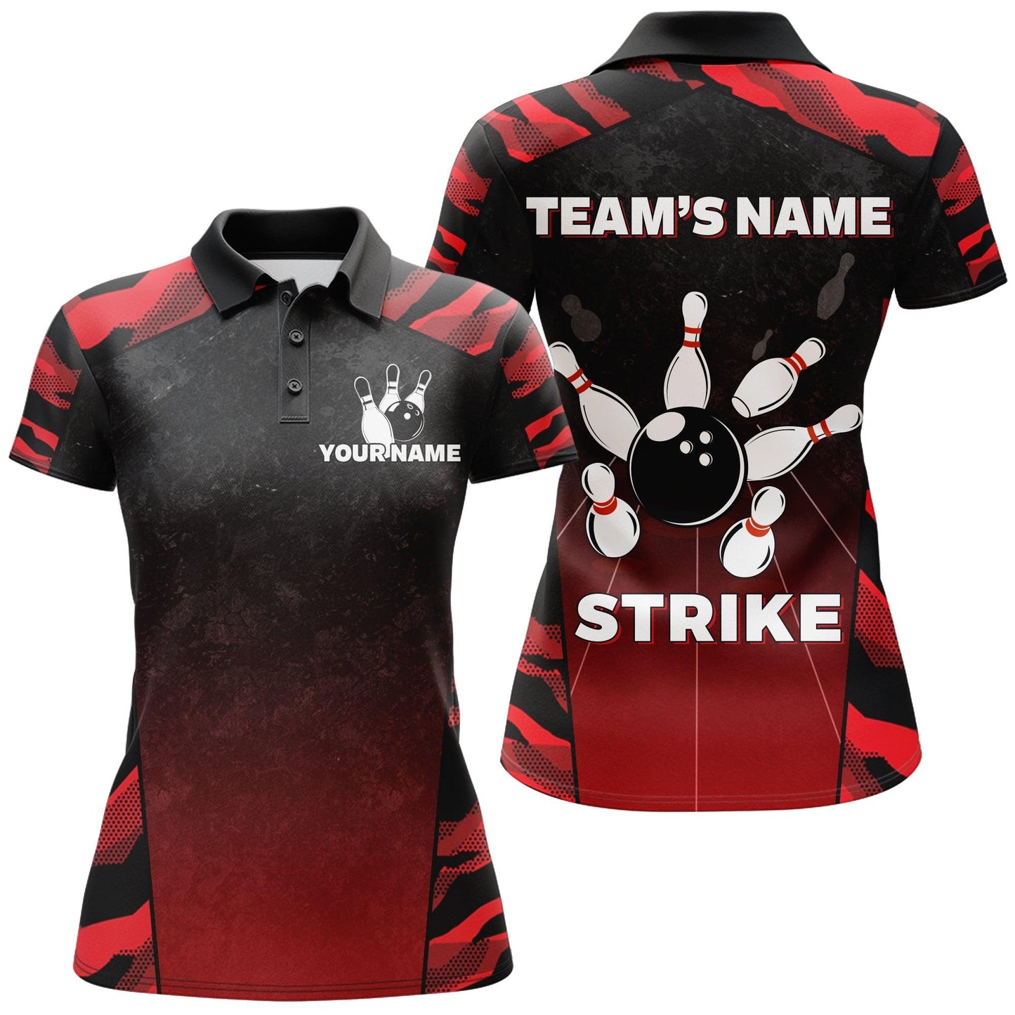 Bowling Custom Women Polo Shirt - Custom Name Strike Bowling Personalized Bowling Polo Shirt - Gift For Friend, Family, Bowling Lovers - Amzanimalsgift