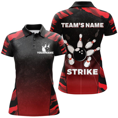 Bowling Custom Women Polo Shirt - Custom Name Strike Bowling Personalized Bowling Polo Shirt - Gift For Friend, Family, Bowling Lovers - Amzanimalsgift