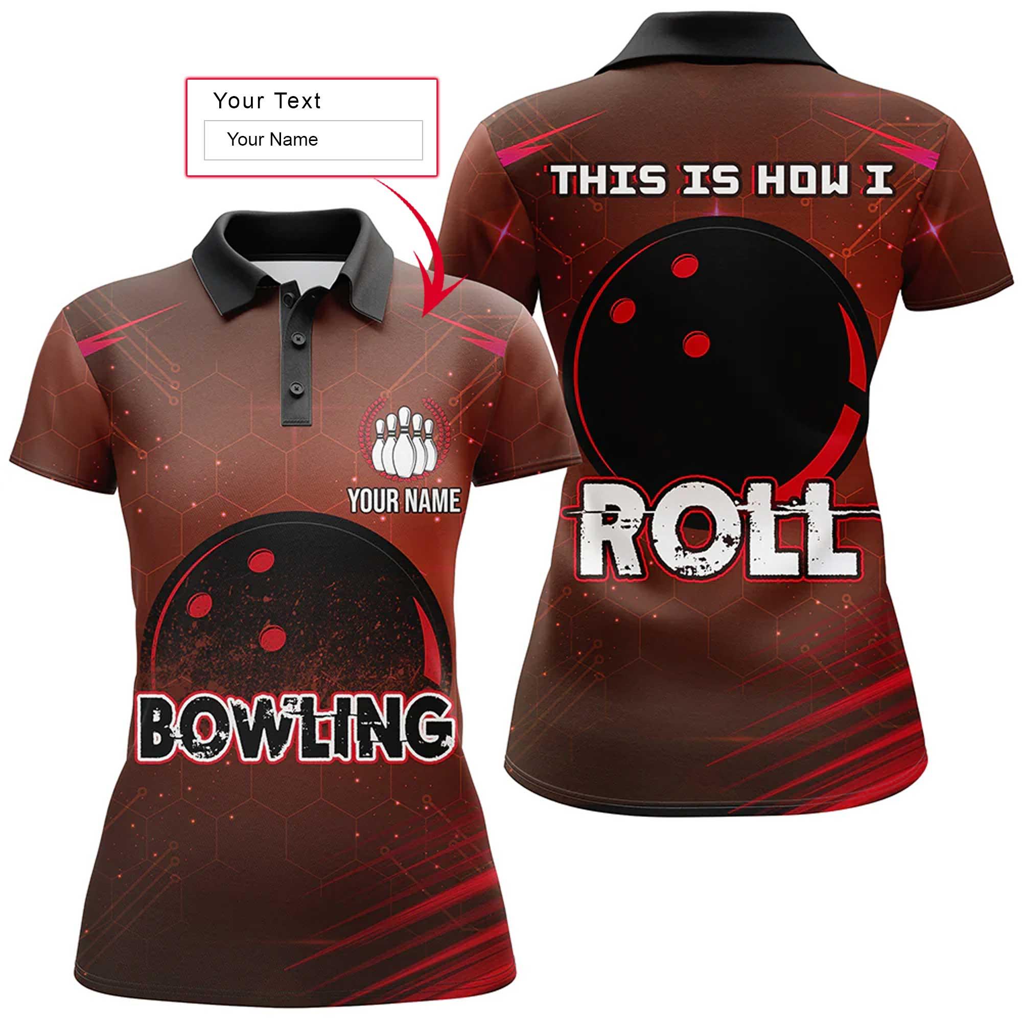 Bowling Custom Women Polo Shirt - Custom Name This Is How I Roll Polo Bowling Personalized Bowling Polo Shirt - Gift For Friend, Family, Bowling Lovers - Amzanimalsgift