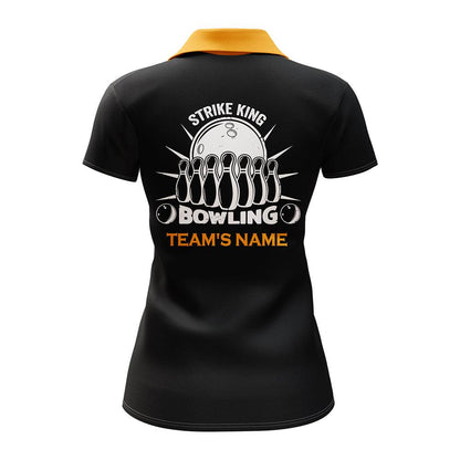 Bowling Custom Women Polo Shirt - Custom Name Vintage Yellow Black Bowling Personalized Bowling Polo Shirt - Gift For Friend, Family, Bowling Lovers - Amzanimalsgift