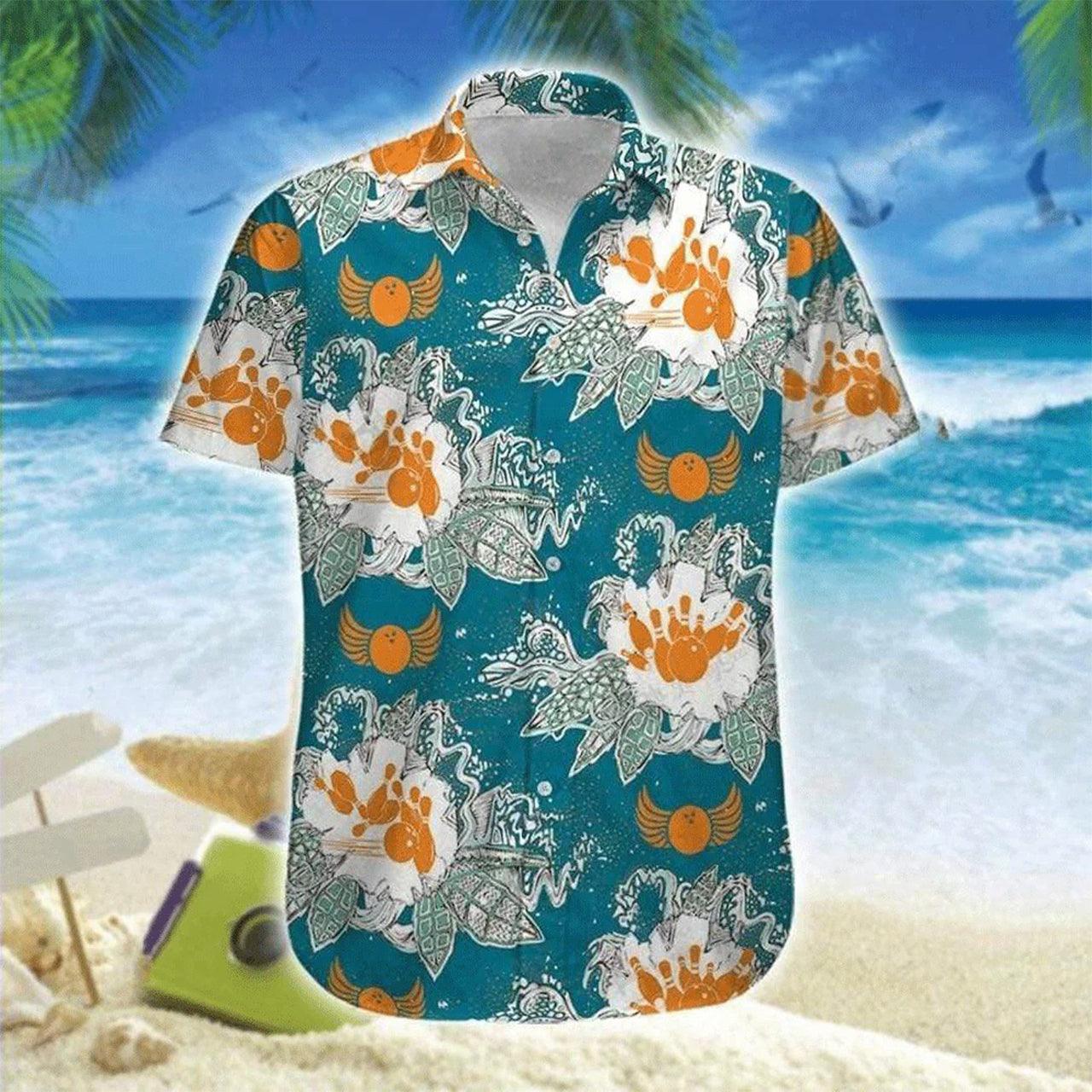 Bowling Hawaiian Shirt, Bowling Art Blue Aloha Hawaiian Shirts For Men and Women - Gift For Bowling Lovers, Friend, Family - Amzanimalsgift