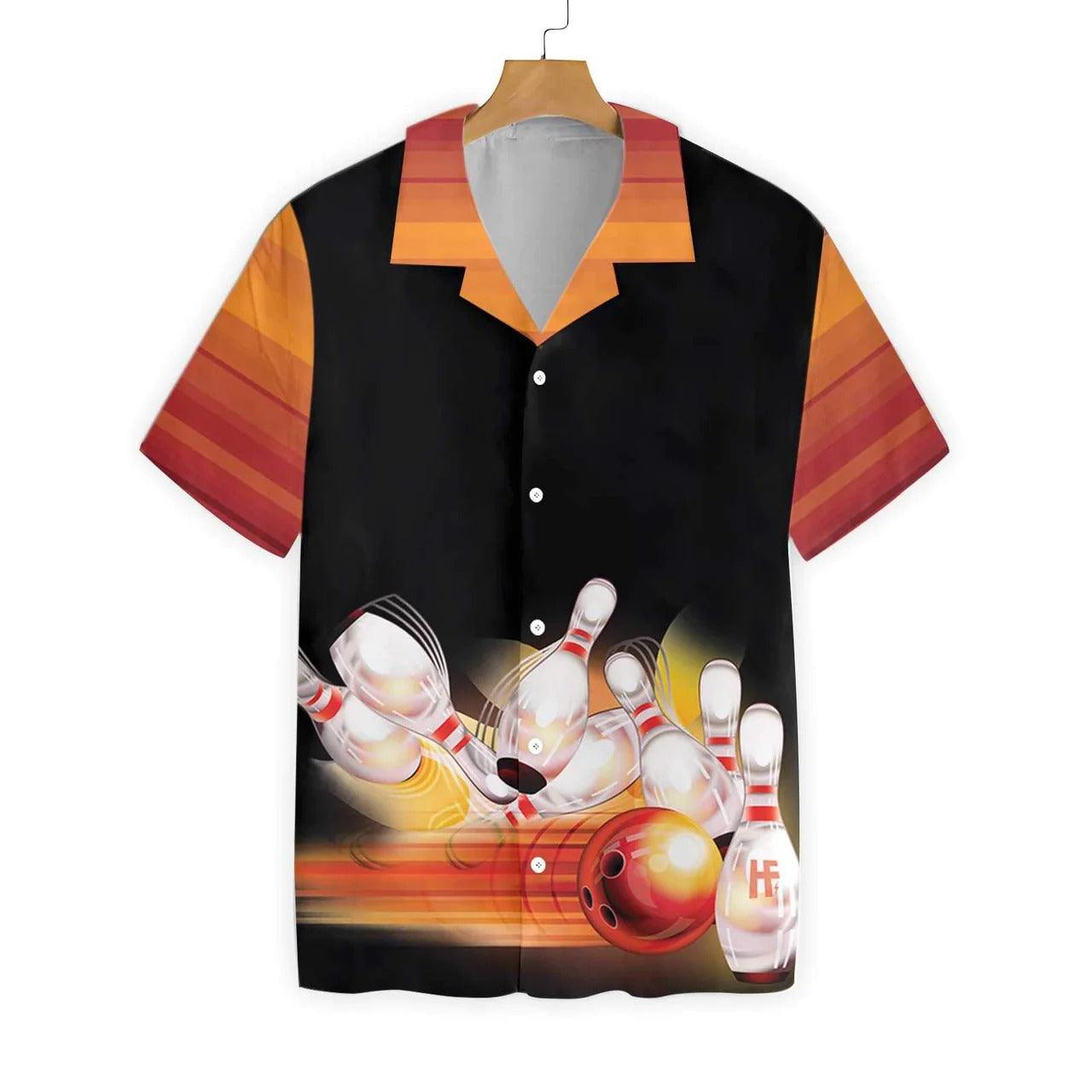 Bowling Hawaiian Shirt, Bowling Ball And Pin Black Aloha Hawaiian Shirts For Men and Women - Gift For Bowling Lovers, Friend, Family - Amzanimalsgift