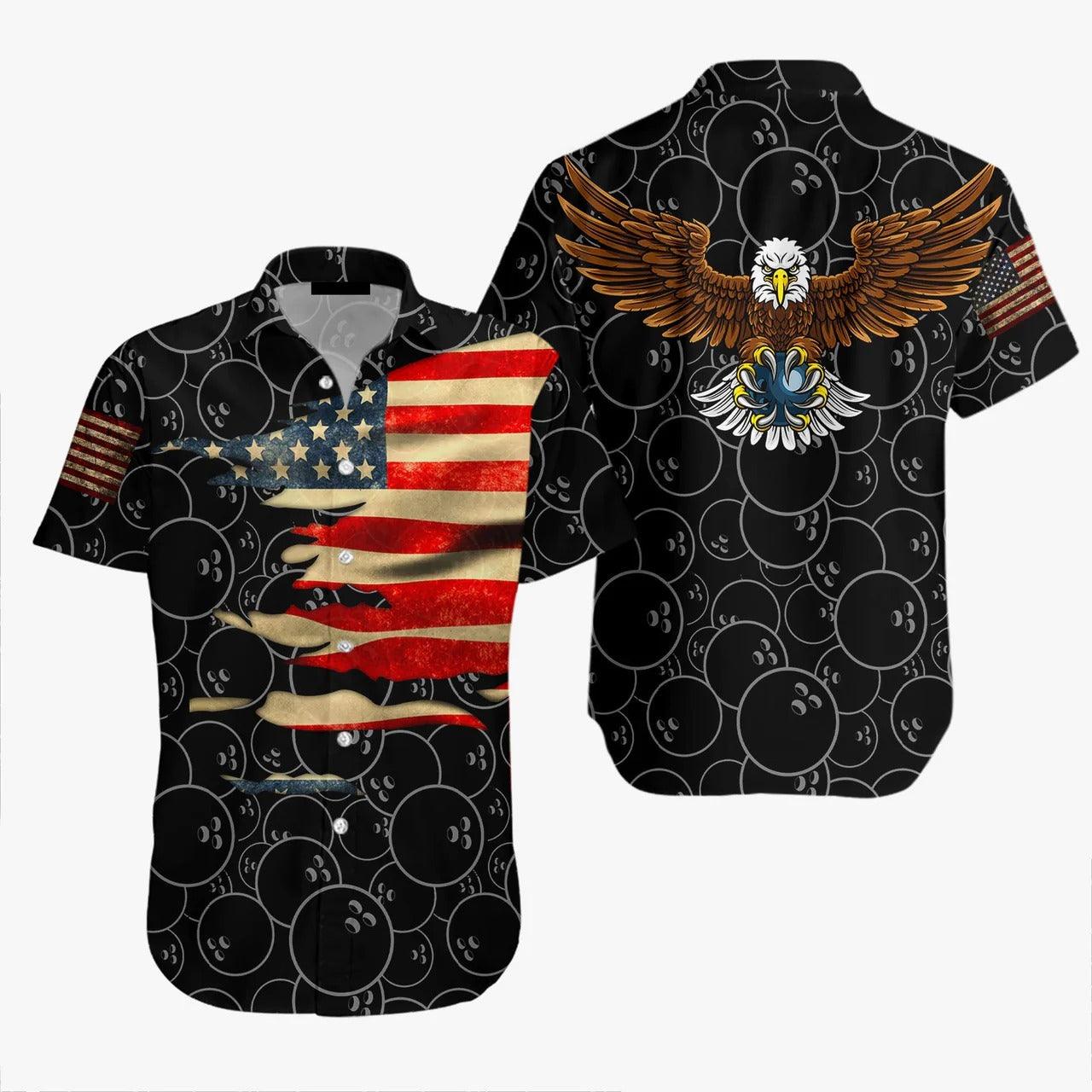 Bowling Hawaiian Shirt, Bowling Black American Aloha Hawaiian Shirts For Men and Women - Gift For Bowling Lovers, Friend, Family - Amzanimalsgift