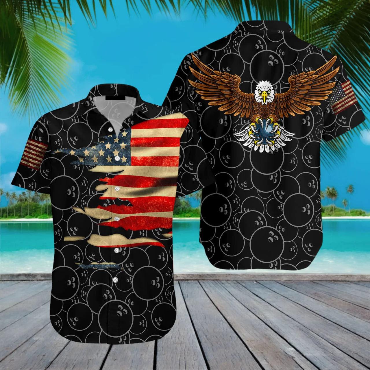 Bowling Hawaiian Shirt, Bowling Black American Aloha Hawaiian Shirts For Men and Women - Gift For Bowling Lovers, Friend, Family - Amzanimalsgift