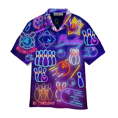 Bowling Hawaiian Shirt, Bowling Club Neon Pattern Aloha Hawaiian Shirts For Men and Women - Gift For Bowling Lovers, Friend, Family - Amzanimalsgift
