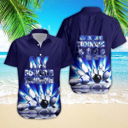 Bowling Hawaiian Shirt, Bowling Game Lover Blue Aloha Hawaiian Shirts For Men and Women - Gift For Bowling Lovers, Friend, Family - Amzanimalsgift