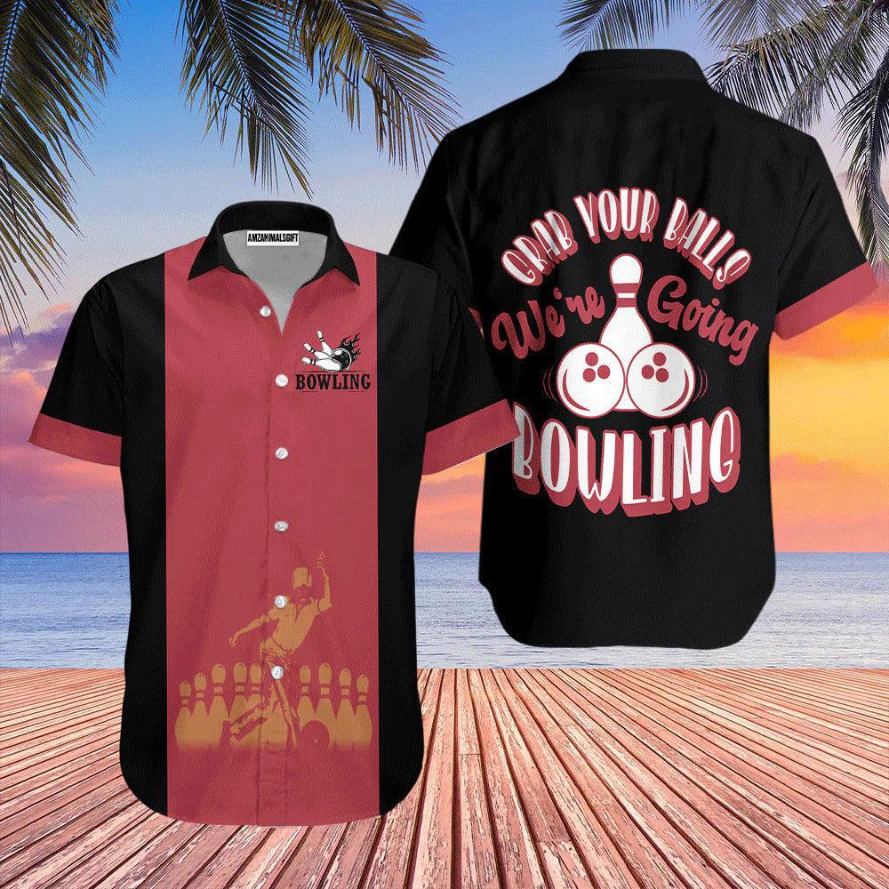 Bowling Hawaiian Shirt, Bowling Grab Your Balls Pink And Black Aloha Hawaiian Shirts For Men and Women - Gift For Bowling Lovers, Friend, Family - Amzanimalsgift