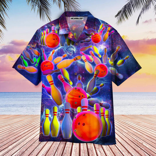 Bowling Hawaiian Shirt, Bowling In The Universe Aloha Hawaiian Shirts For Men and Women - Gift For Bowling Lovers, Friend, Family - Amzanimalsgift