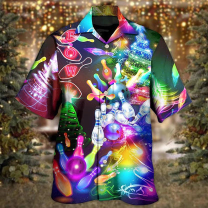 Bowling Hawaiian Shirt, Bowling Merry Christmas Hawaiian Shirt, Bowling Christmas Tree Aloha Shirt For Men - Perfect Gift For Bowling Lovers, Bowlers - Amzanimalsgift