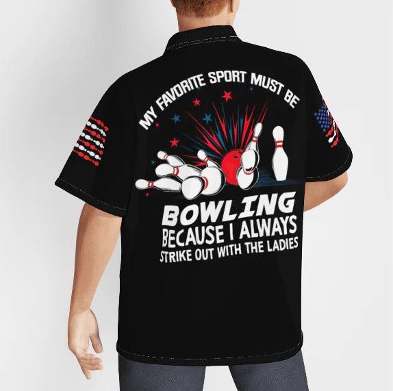Bowling Hawaiian Shirt, Bowling My Favorite Sport Black Aloha Hawaiian Shirts For Men and Women - Gift For Bowling Lovers, Friend, Family - Amzanimalsgift