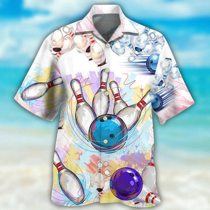 Bowling Hawaiian Shirt, Bowling Painting Hawaiian Shirt, Bowling Roll Aloha Shirt For Men - Perfect Gift For Bowling Lovers, Bowlers - Amzanimalsgift