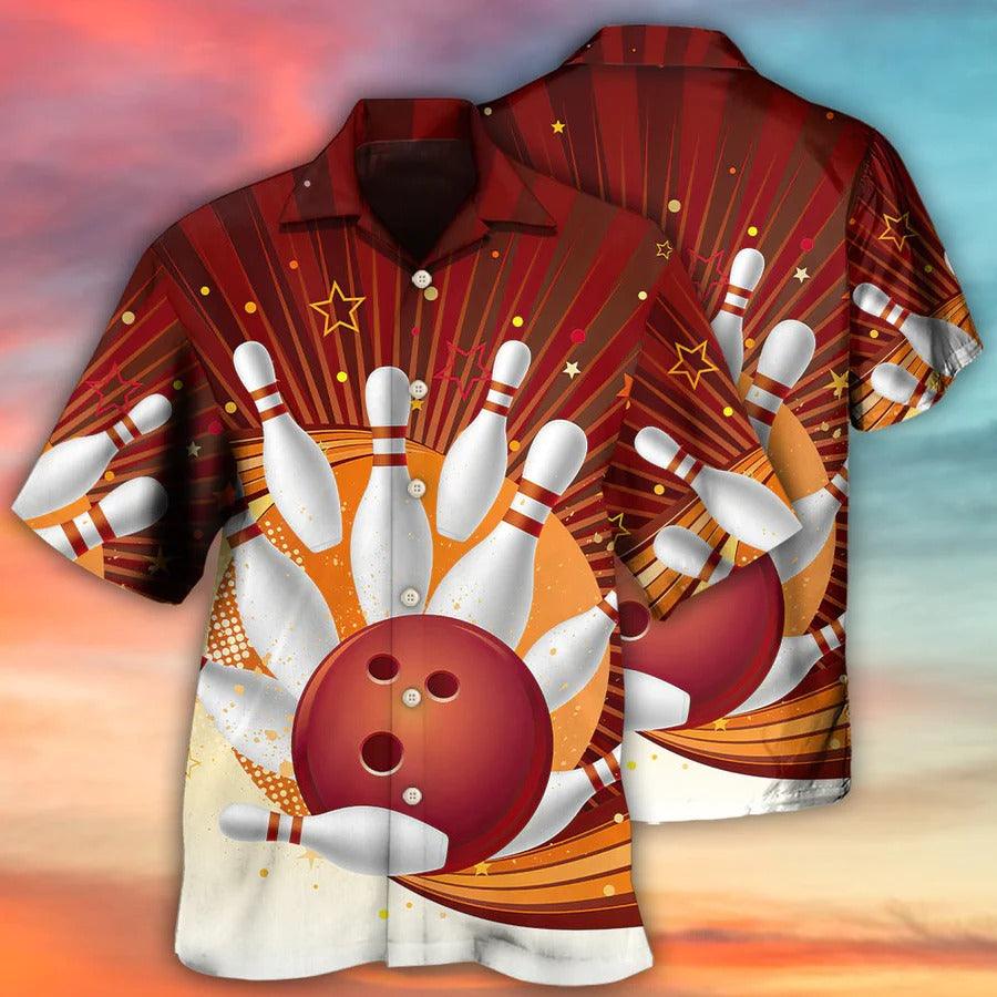 Bowling Hawaiian Shirt, Bowling Painting Hawaiian Shirt, Bowling Strike Aloha Shirt For Men - Perfect Gift For Bowling Lovers, Bowlers - Amzanimalsgift
