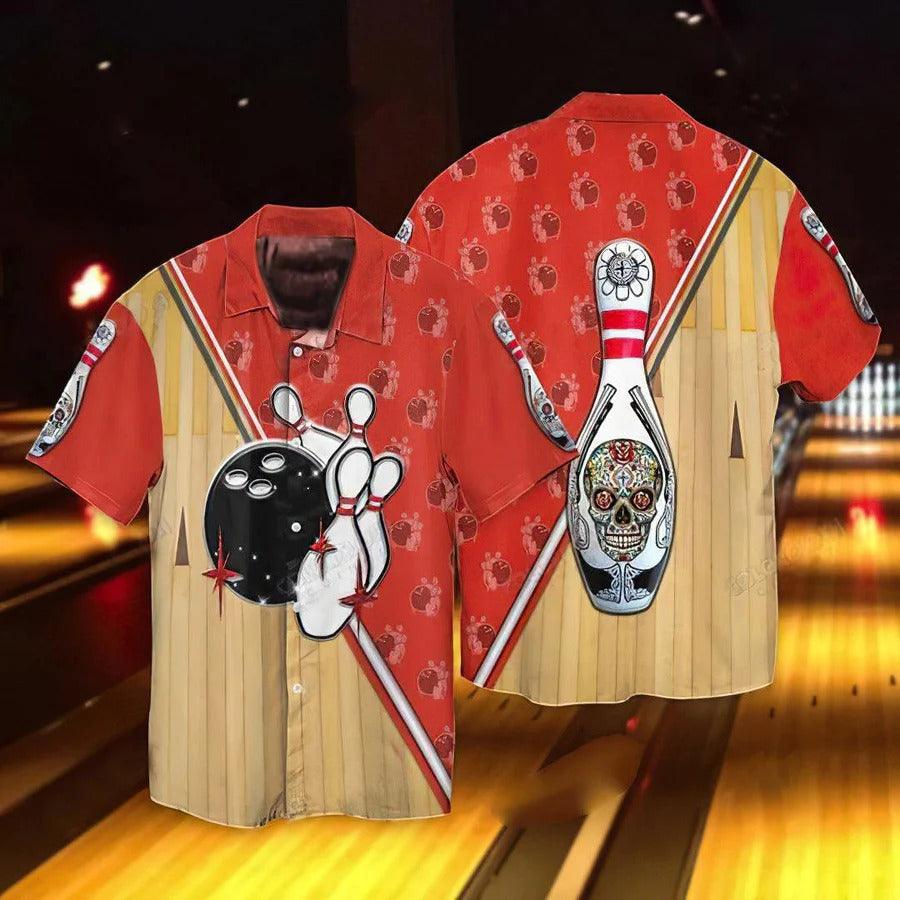 Bowling Hawaiian Shirt, Bowling Skull Hawaiian Shirt, Bowling Aloha HawaiianShirt For Men - Perfect Gift For Bowling Lovers, Bowlers - Amzanimalsgift