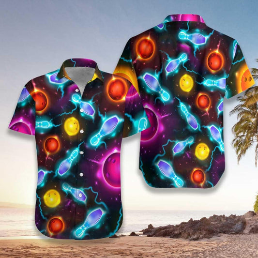 Bowling Hawaiian Shirt, Bowling Space Color Aloha Hawaiian Shirts For Men and Women - Gift For Bowling Lovers, Friend, Family - Amzanimalsgift
