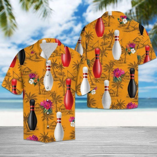 Bowling Hawaiian Shirt, Bowling Tropical Flowers Aloha Hawaiian Shirts For Men and Women - Gift For Bowling Lovers, Friend, Family - Amzanimalsgift