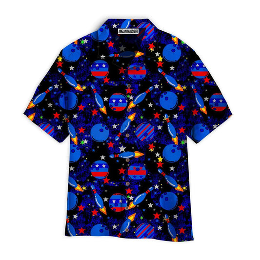 Bowling Hawaiian Shirt, Cosmic Galaxy Bowling Aloha Hawaiian Shirts For Men and Women - Gift For Bowling Lovers, Friend, Family - Amzanimalsgift