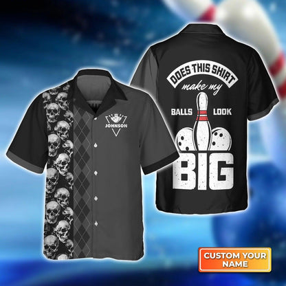 Bowling Hawaiian Shirt Custom Name - Bowling Does This Shirt Make My Ball Look Big Personalized Aloha Hawaiian Shirt - Gift For Friend, Family, Bowling Lovers - Amzanimalsgift