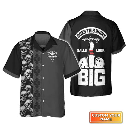 Bowling Hawaiian Shirt Custom Name - Bowling Does This Shirt Make My Ball Look Big Personalized Aloha Hawaiian Shirt - Gift For Friend, Family, Bowling Lovers - Amzanimalsgift