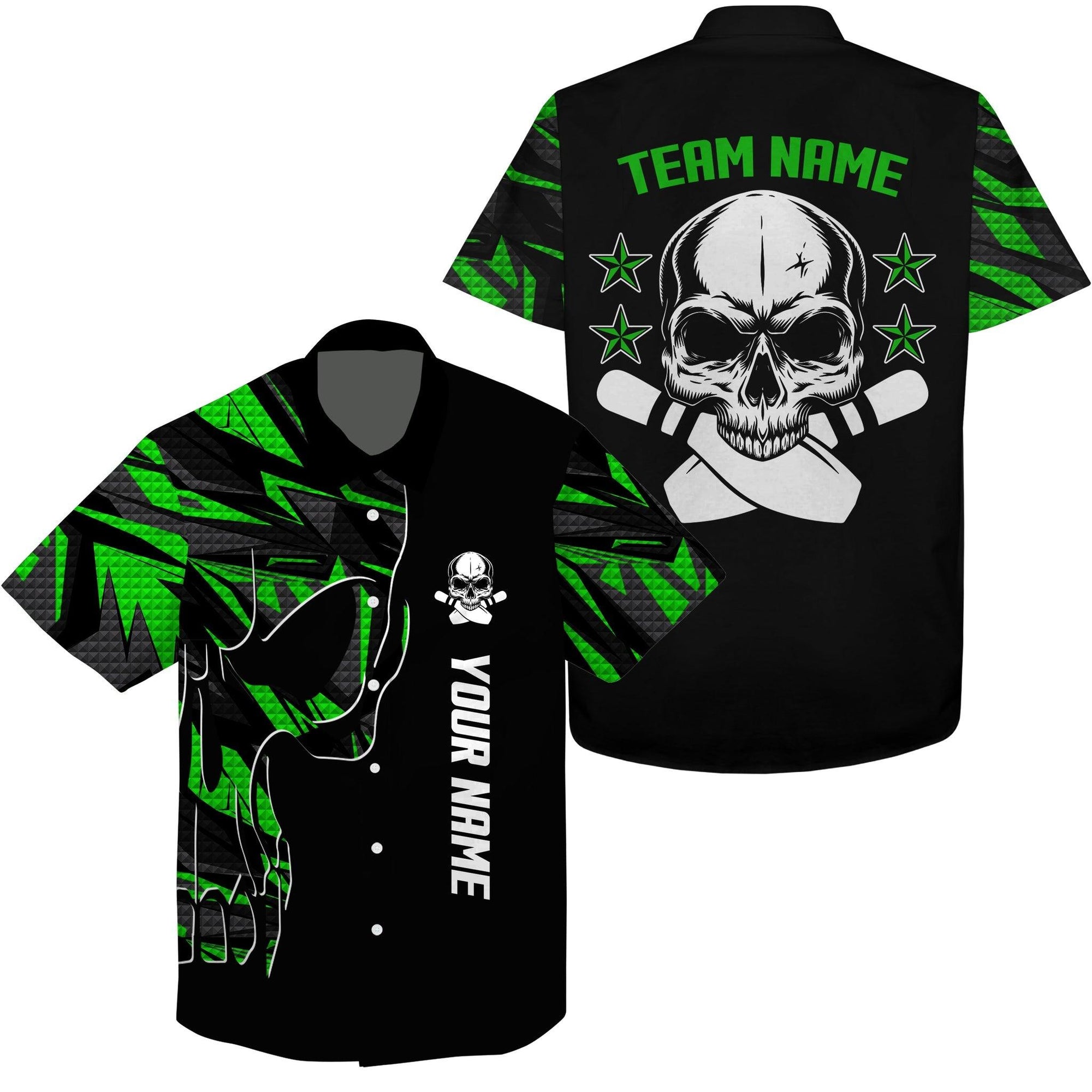 Bowling Hawaiian Shirt Custom Name, Bowling Skull Personalized Hawaiian Shirt For Men Women, Bowling Lovers, Bowlers - Amzanimalsgift