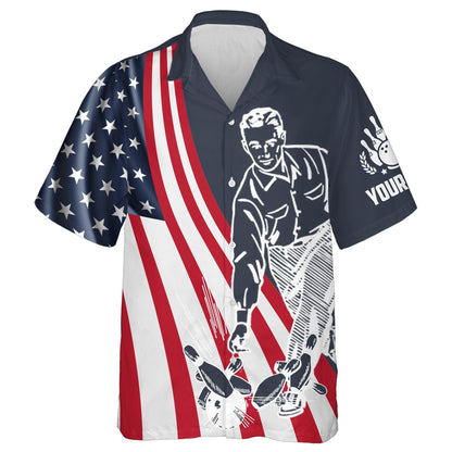 Bowling Hawaiian Shirt Custom Name, Grab Your Balls We're Going Bowling USA Flag Personalized Shirt For Men Women, Team, Bowling Lovers, Bowlers - Amzanimalsgift