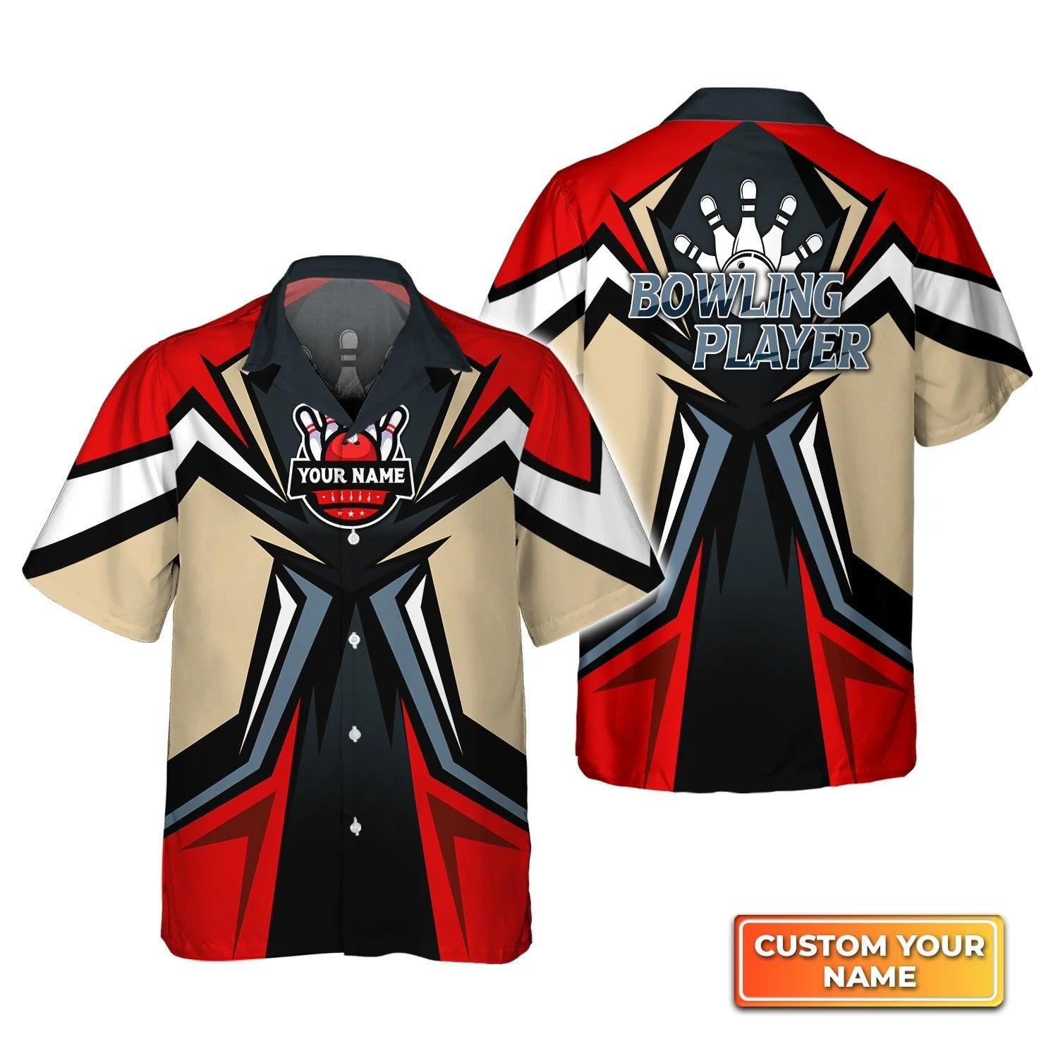 Bowling Hawaiian Shirt Custom Name - Mens Bowl Pin Personalized Aloha Hawaiian Shirt - Gift For Friend, Family, Bowling Lovers - Amzanimalsgift