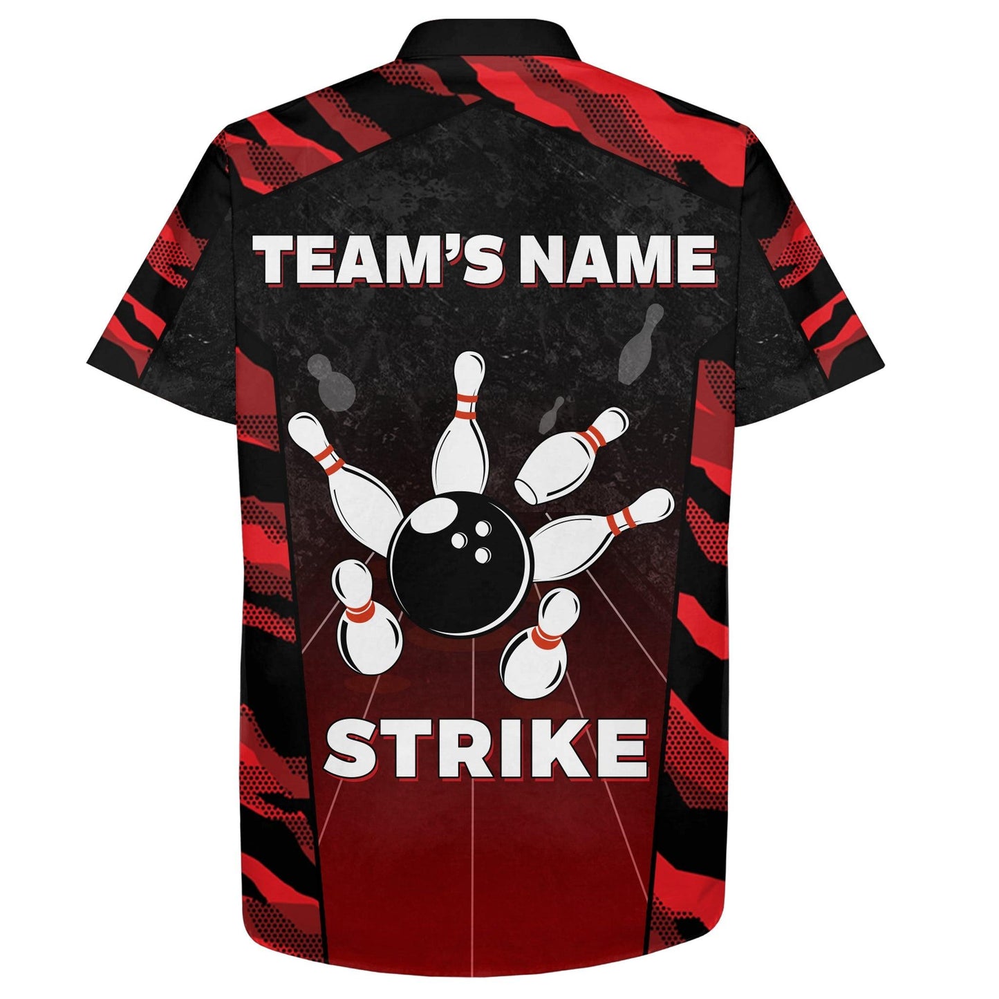 Bowling Hawaiian Shirt Custom Team Name And Name, Red Camo Strike Bowling Personalized Shirt For Men Women, Bowling Lovers, Bowlers - Amzanimalsgift