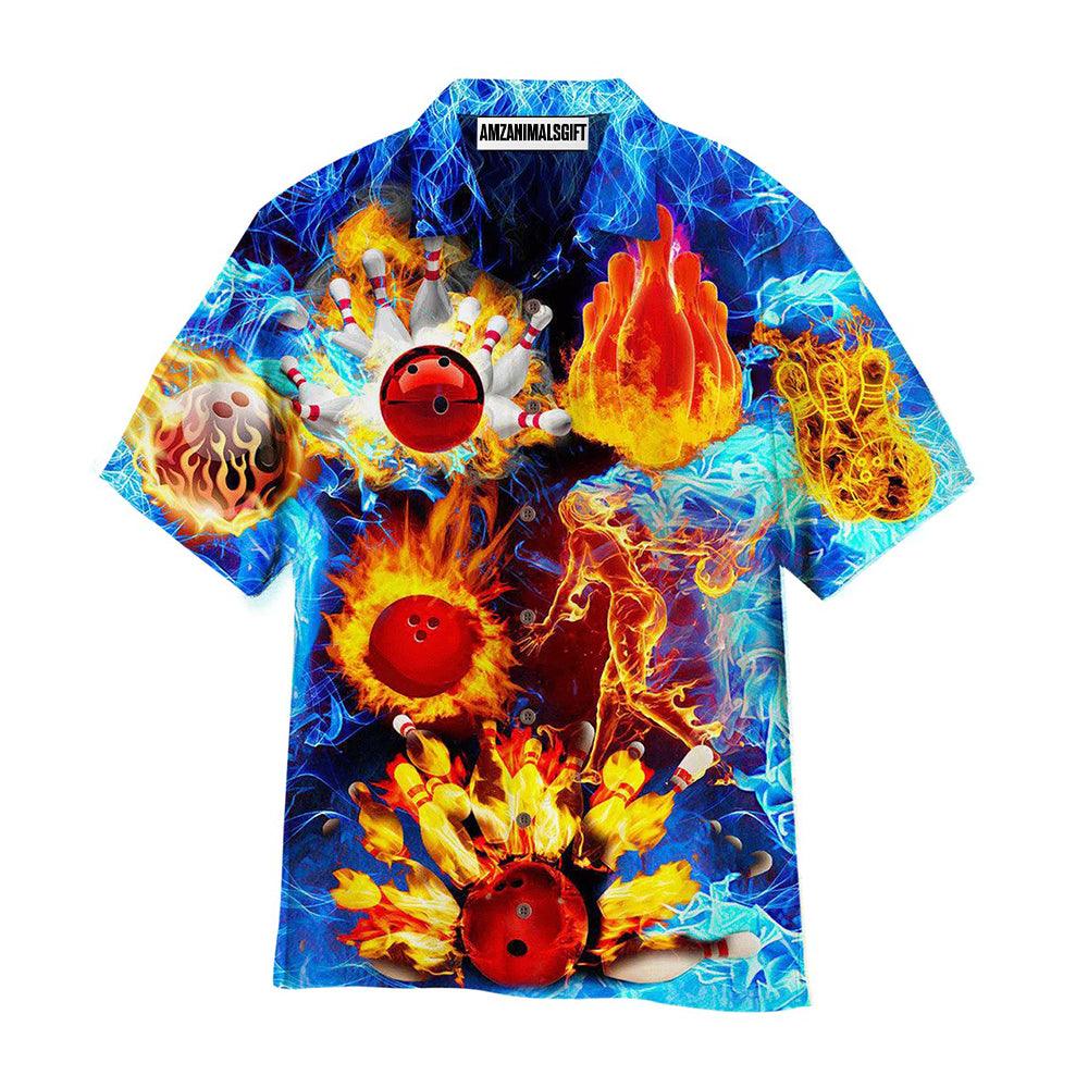 Bowling Hawaiian Shirt, Fiery Bowling Balls Aloha Hawaiian Shirts For Men and Women - Gift For Bowling Lovers, Friend, Family - Amzanimalsgift