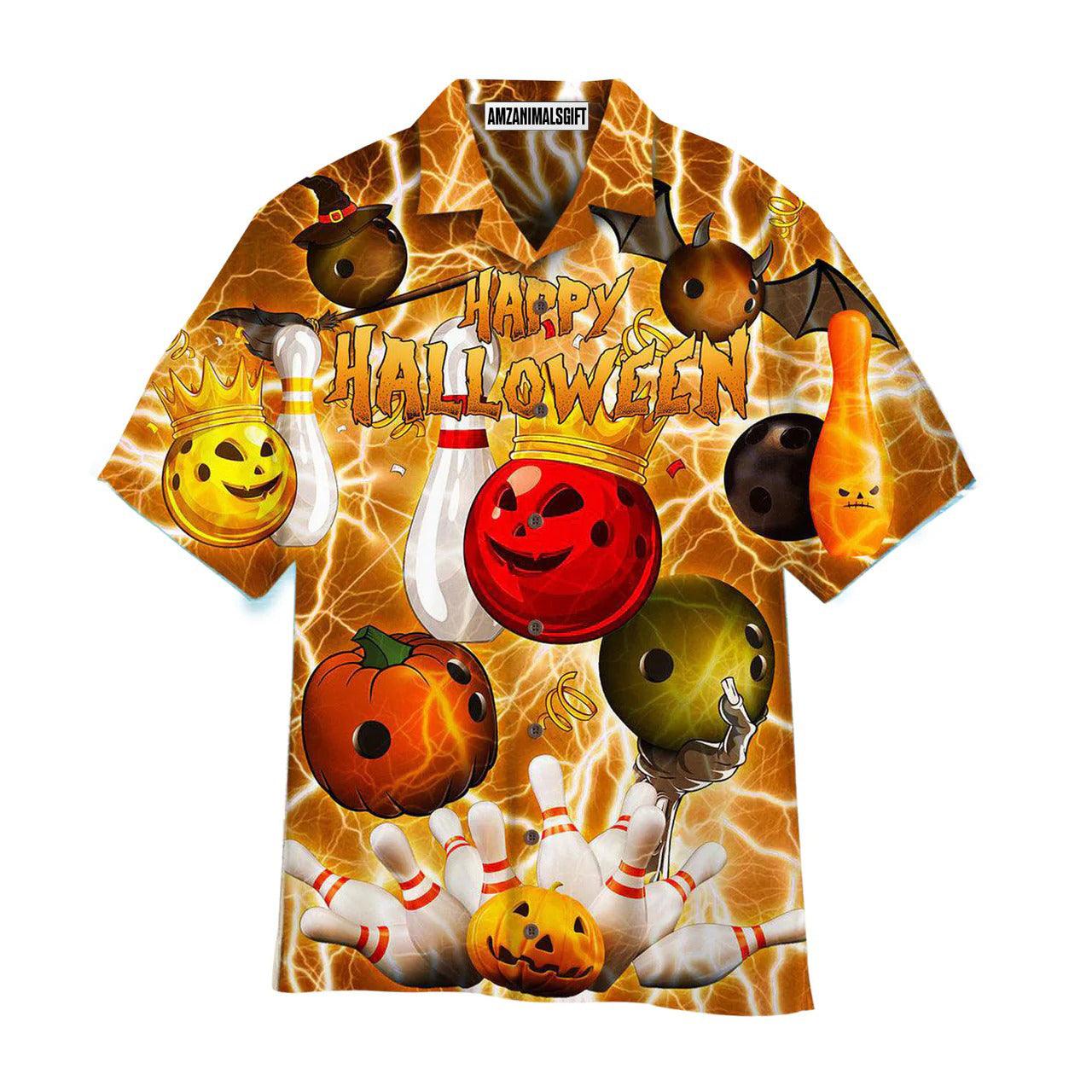 Bowling Hawaiian Shirt, Halloween Bowling Party Aloha Hawaiian Shirts For Men and Women - Gift For Bowling Lovers, Friend, Family - Amzanimalsgift