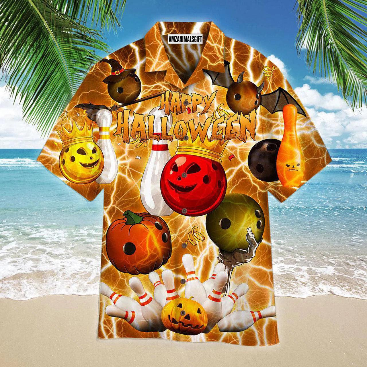 Bowling Hawaiian Shirt, Halloween Bowling Party Aloha Hawaiian Shirts For Men and Women - Gift For Bowling Lovers, Friend, Family - Amzanimalsgift