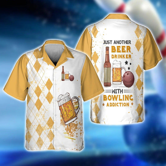 Bowling Hawaiian Shirt - Just Another Beer Drinker with a Bowling Aloha Hawaiian Shirt - Gift For Friend, Family, Bowling Lovers - Amzanimalsgift