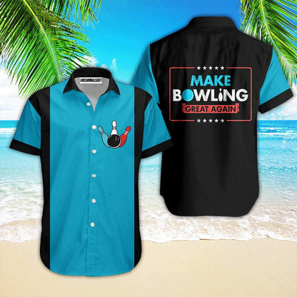 Bowling Hawaiian Shirt, Make Bowling Great Again Aloha Hawaiian Shirts For Men and Women - Gift For Bowling Lovers, Friend, Family - Amzanimalsgift