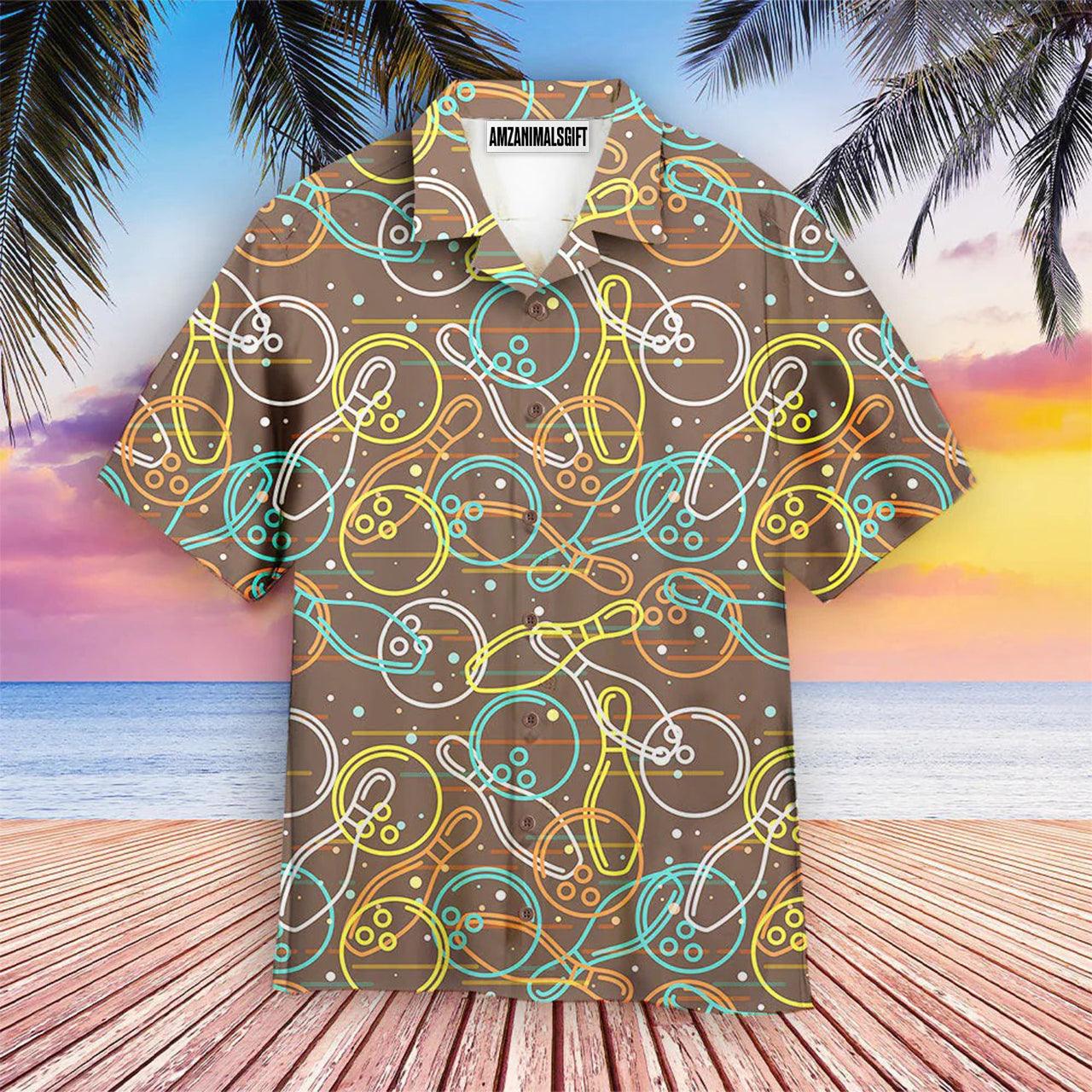 Bowling Hawaiian Shirt, Retro Bowling Aloha Hawaiian Shirts For Men and Women - Gift For Bowling Lovers, Friend, Family - Amzanimalsgift