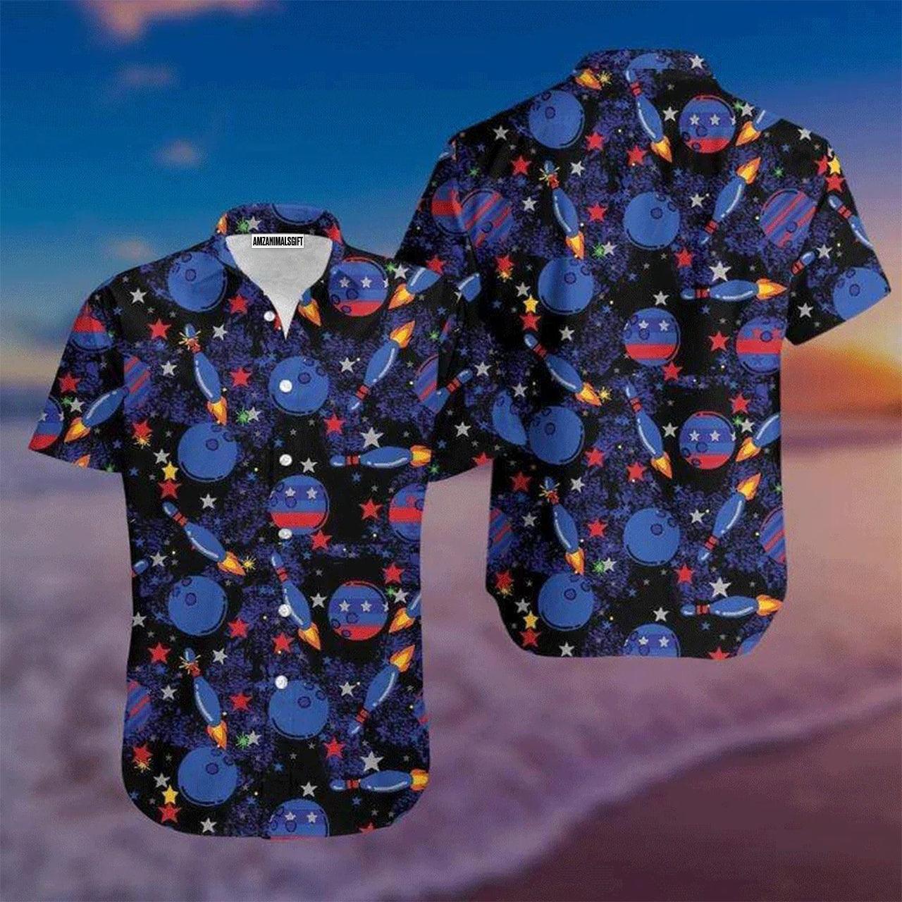 Bowling Hawaiian Shirt, Rocket Bowling Blue Aloha Hawaiian Shirts For Men and Women - Gift For Bowling Lovers, Friend, Family - Amzanimalsgift