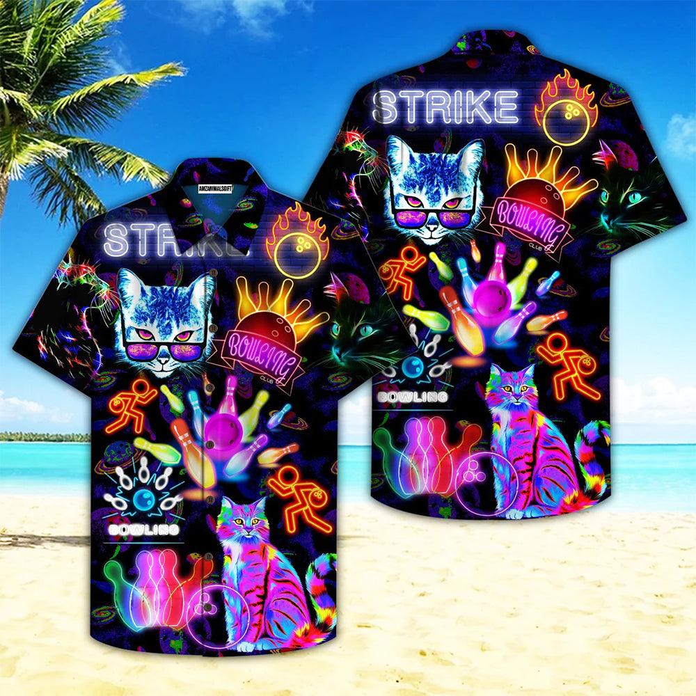 Bowling Hawaiian Shirt, Rolling With My Homies Cats Bowling Aloha Hawaiian Shirts For Men and Women - Gift For Bowling Lovers, Friend, Family - Amzanimalsgift