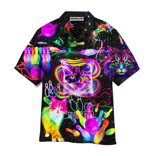 Bowling Hawaiian Shirt, Rolling With My Homies Cats Bowling Rainbow Aloha Hawaiian Shirts For Men and Women - Gift For Bowling Lovers, Friend, Family - Amzanimalsgift